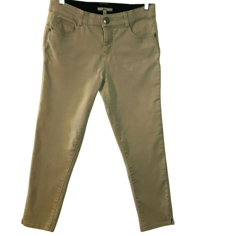 Bass Cropped Pants 5-Pocket Stretch Waist Cotton Blend Khaki Tan Women's Size 6